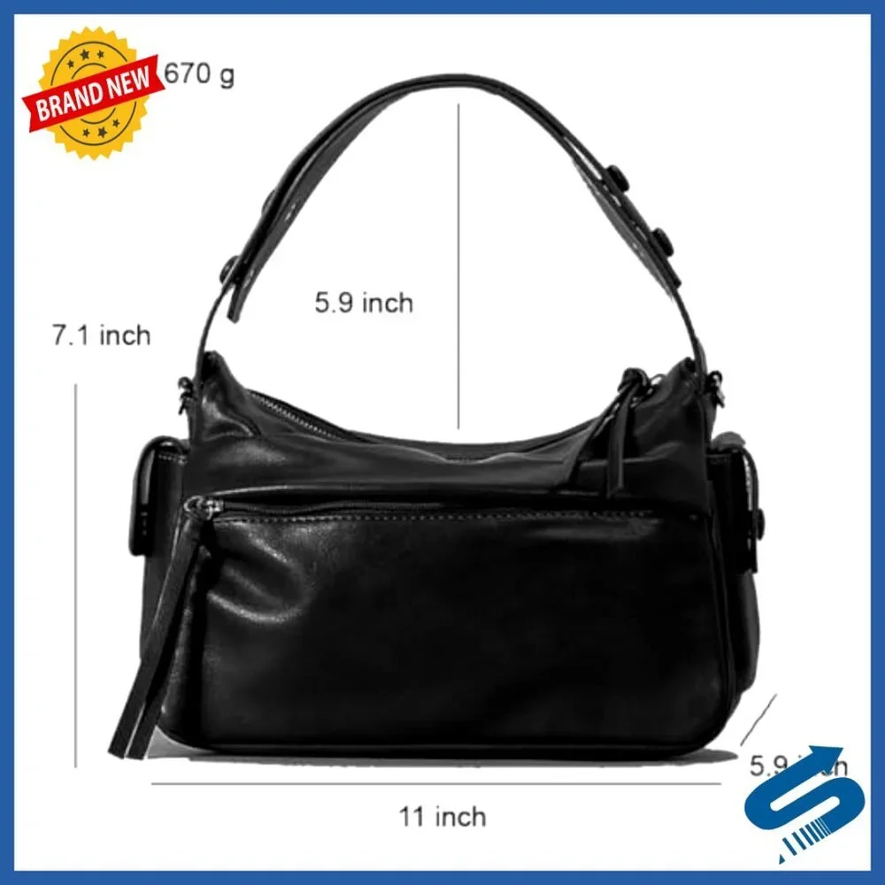 Faux Leather Satchel Handbag with Detachable Crossbody Strap